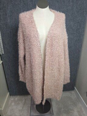 Lane Bryant Womens Plus Size 22/24 Rose Gold Metallic Open Front Cardigan Sweate